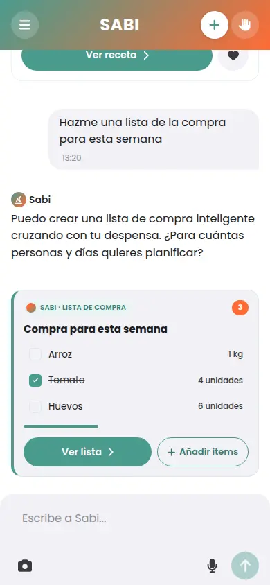 Sabi: lista de la compra