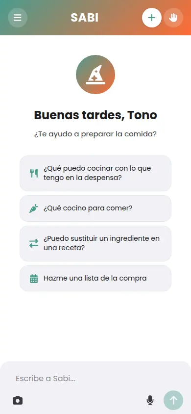 Sabi: bienvenida del chat